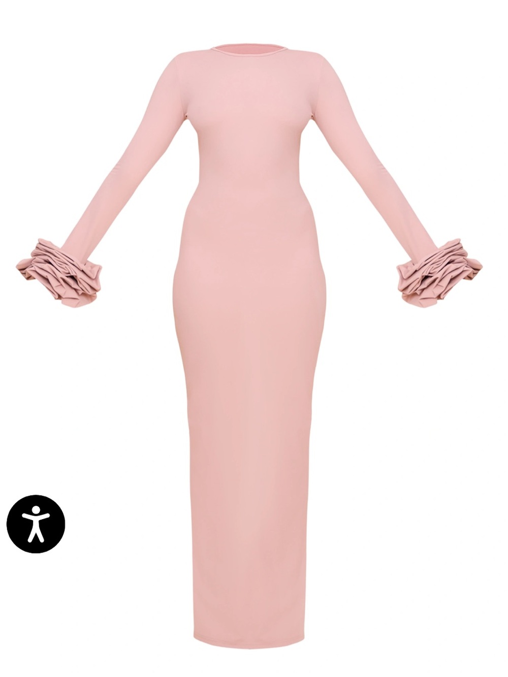 PrettyLittleThing Blush Pink Ruffle-Cuff Long Sleeve Maxi Dress
